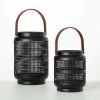 Sullivans 10.5" & 7.25" Modern Black Caged Lantern Set of 2, Metal