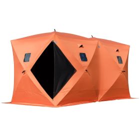 VEVOR 8 Person Ice Fishing Shelter, Pop-Up Portable Insulated Ice Fishing Tent, Waterproof Oxford Fabric Orange