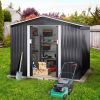 8' x 8' Outdoor Storage Shed, Metal Garden Shed with Double Sliding Doors, 4 Air Vents, Tool Storage House Shed for Yard, Patio, Lawn, Dark Grey