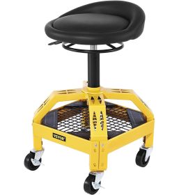 VEVOR Rolling Garage Stool, 300LBS Capacity, Adjustable Height from 24 in to 28.7 in, Mechanic Seat with 360-degree Swivel Wheels and Tool Tray