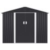 8' x 8' Outdoor Storage Shed, Metal Garden Shed with Double Sliding Doors, 4 Air Vents, Tool Storage House Shed for Yard, Patio, Lawn, Dark Grey