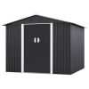 8' x 8' Outdoor Storage Shed, Metal Garden Shed with Double Sliding Doors, 4 Air Vents, Tool Storage House Shed for Yard, Patio, Lawn, Dark Grey