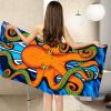 1pc Orange Octopus Beach Towels; Microfiber Oversized Beach Blanket; Super Absorbent Bath Towel; For Travel Swim Pool Diving Fitness Surfing Yoga Camp