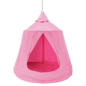 VEVOR Hanging Tree Tent, 330 LBS Capacity Hanging Tent Swing for Indoor and Outdoor Hammock Sensory Swing Chair w/LED Lights String, Inflatable Base (Type: Fully Enclosed, Color: Pink)